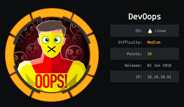 HackTheBox - DevOops thumbnail