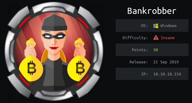 HackTheBox - Bankrobber thumbnail